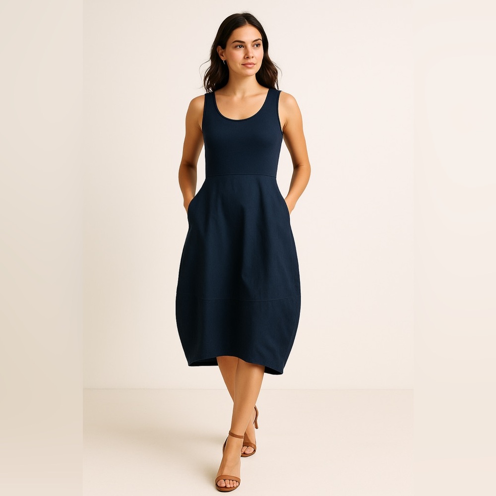 Sandro Ferrone Navy Italian Midi Tank Dress | Size M/L